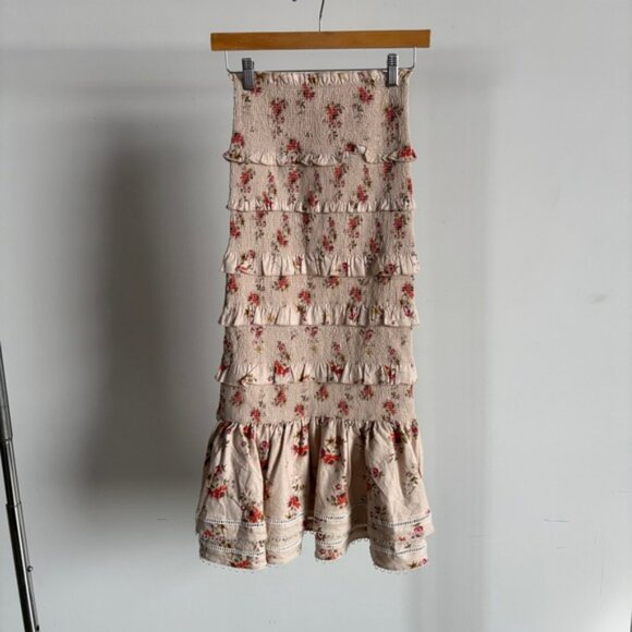 NWT V. Chapman “Linnea” Midi Skirt in Natural Dainty Floral Sz 0 - Picture 2 of 13